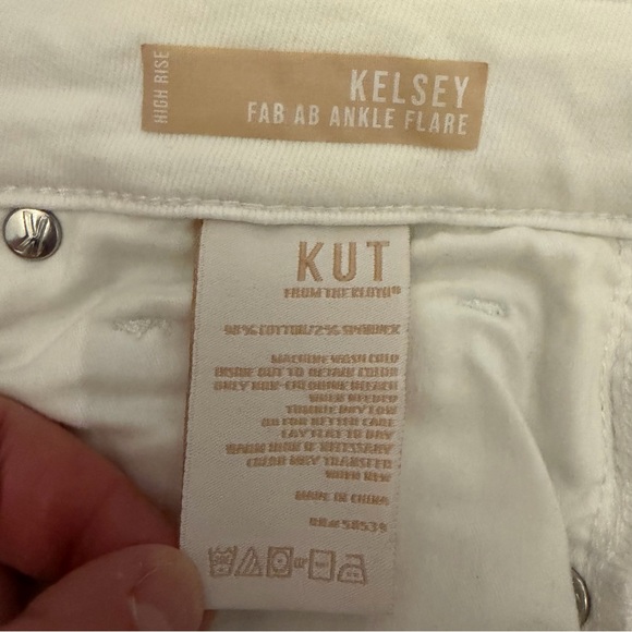 Kut From The Kloth Kelsey Fab Ab Ankle Flare High Rise Raw Hem Jeans Size 0 - Picture 4 of 10
